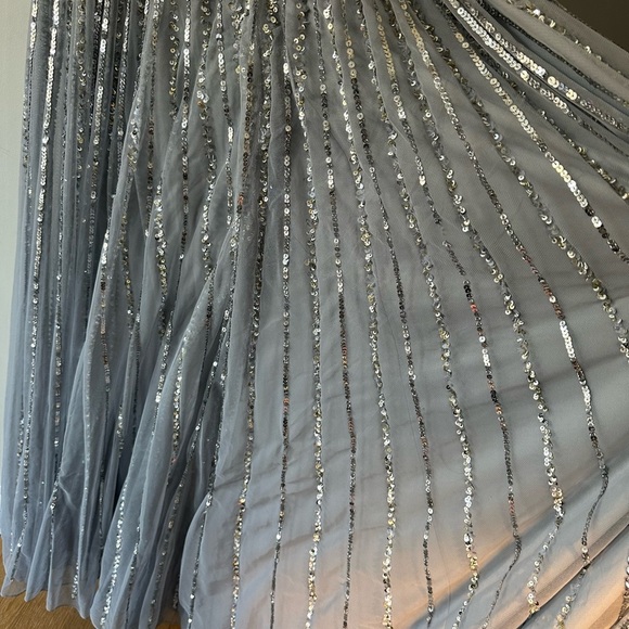 Mac Duggal Glamorous Silver and Gold Sequin One-Shoulder Dress Beaded - Picture 7 of 16